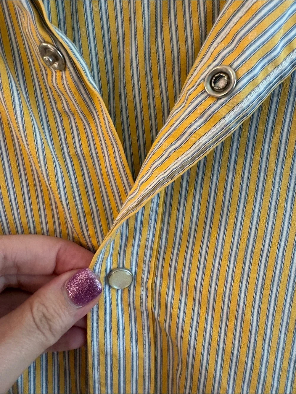 Banana Republic Men’s Yellow & Navy Thin-Strip Button-Down Shirt